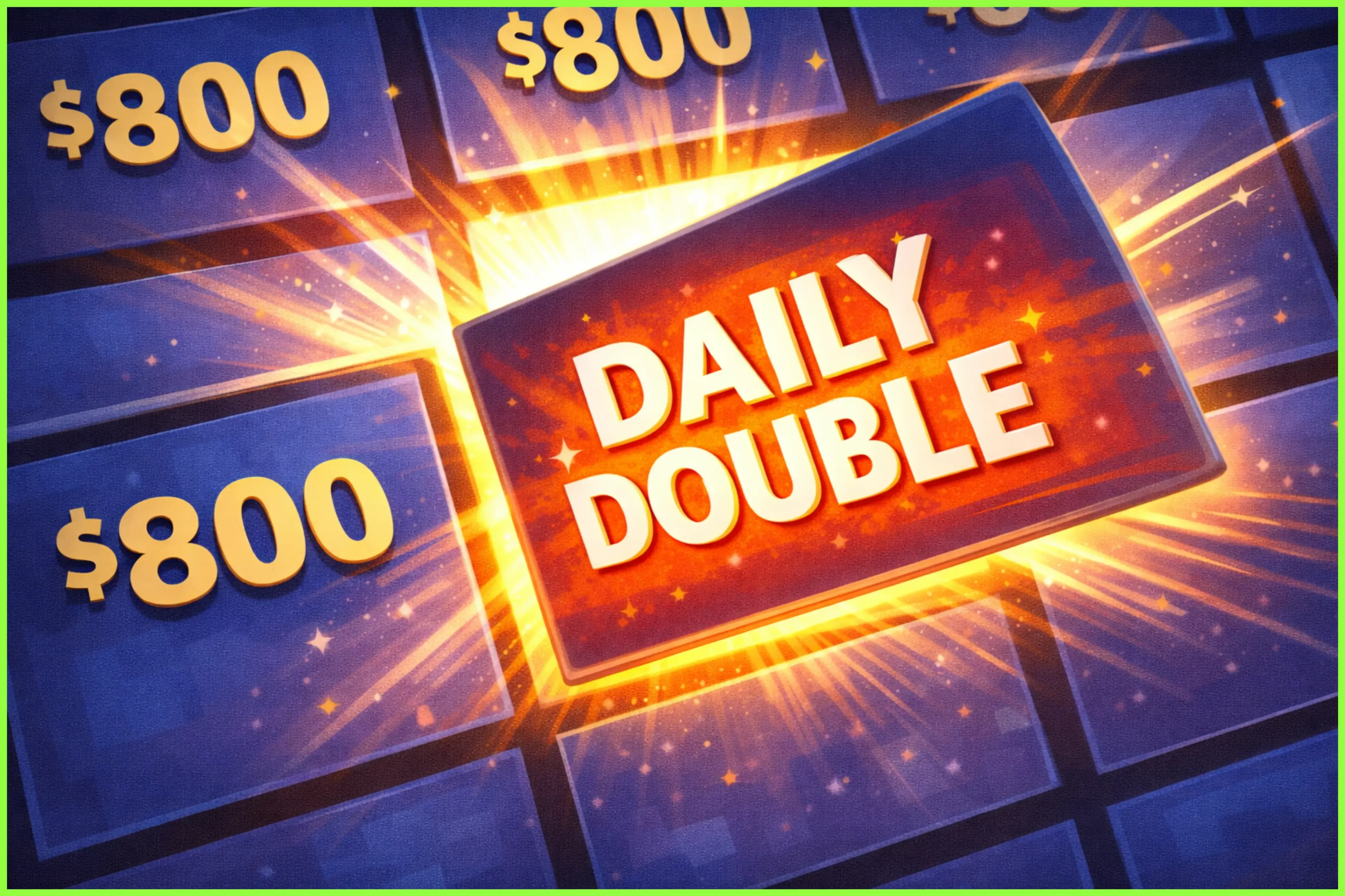 Jeopardy game board highlighting a glowing Daily Double tile.