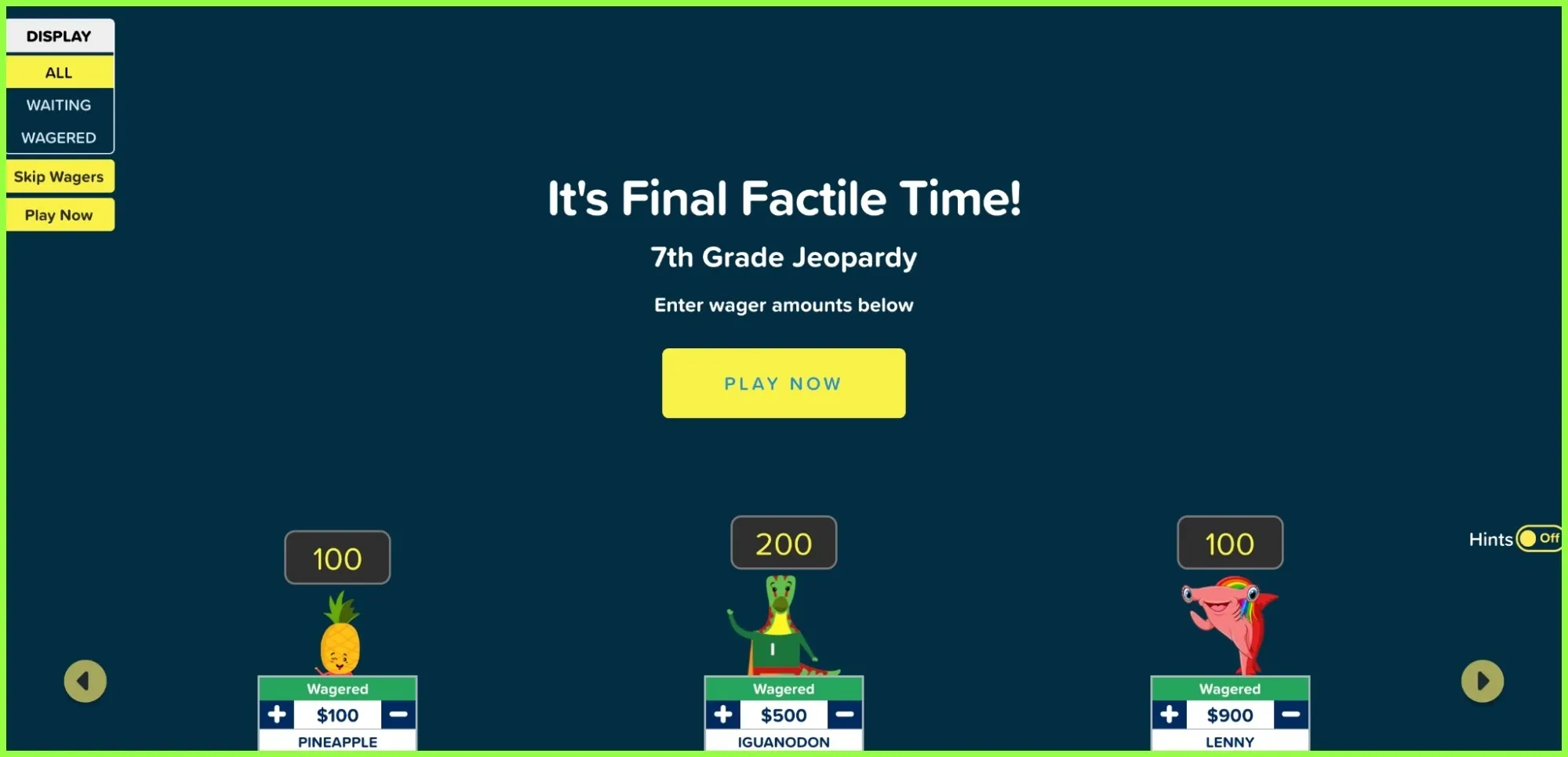 A screenshot of the Factile interface displaying the 