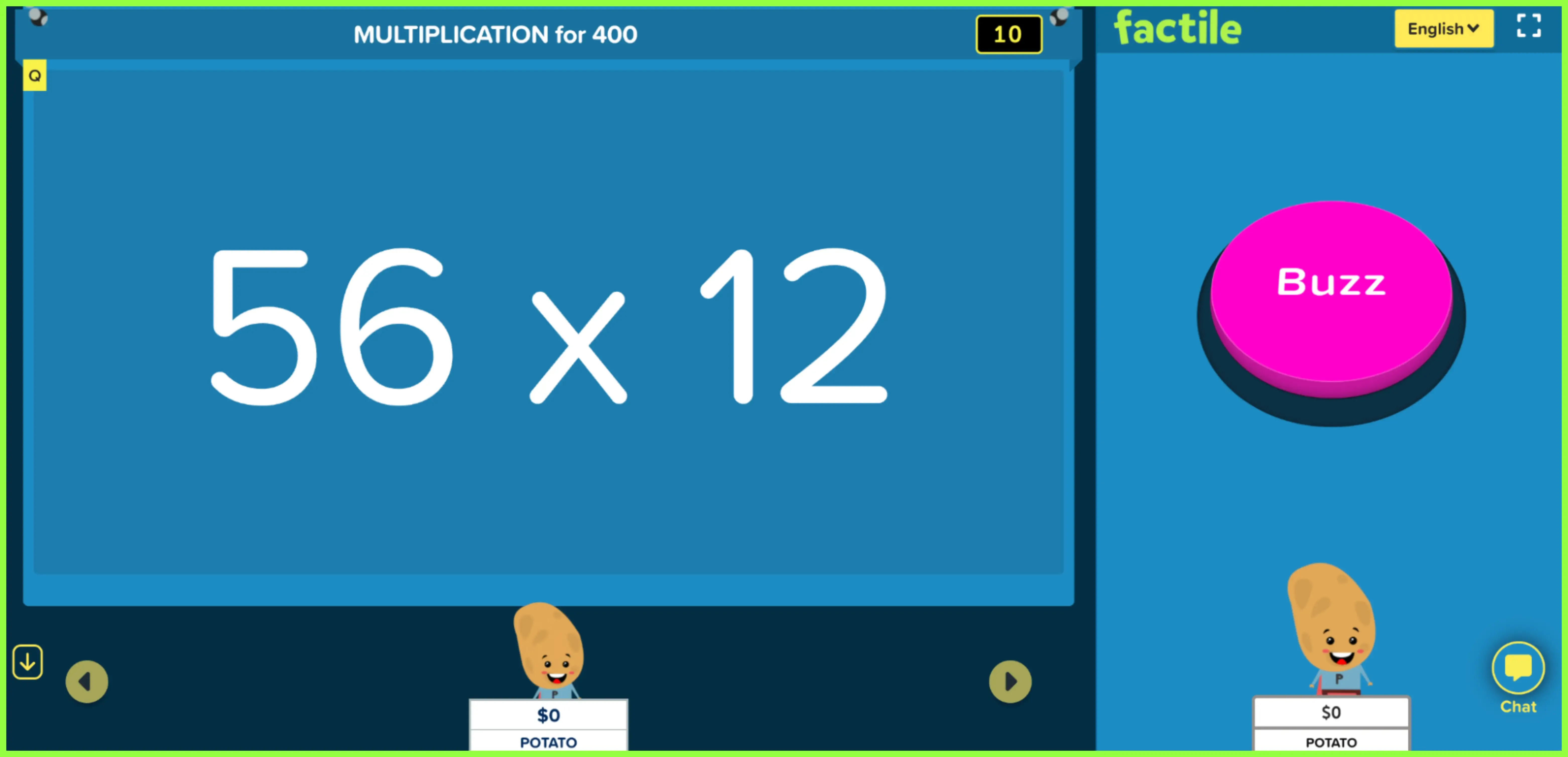 A screen layout optimized for smartphones, displaying the trivia question alongside the buzzer so players do not have to squint at a distant screen.